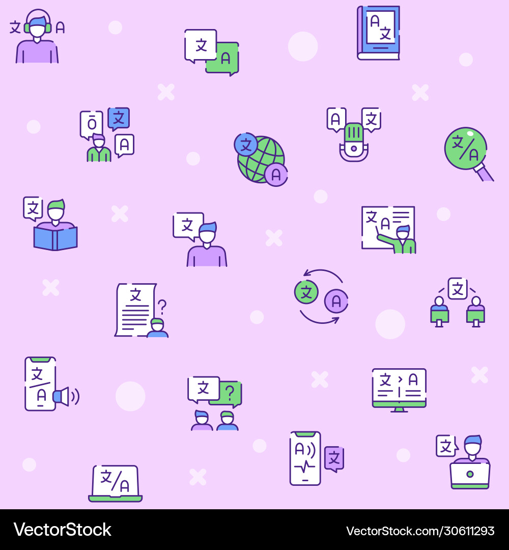 Language learning outline icons set Language learning outline icons set vector image