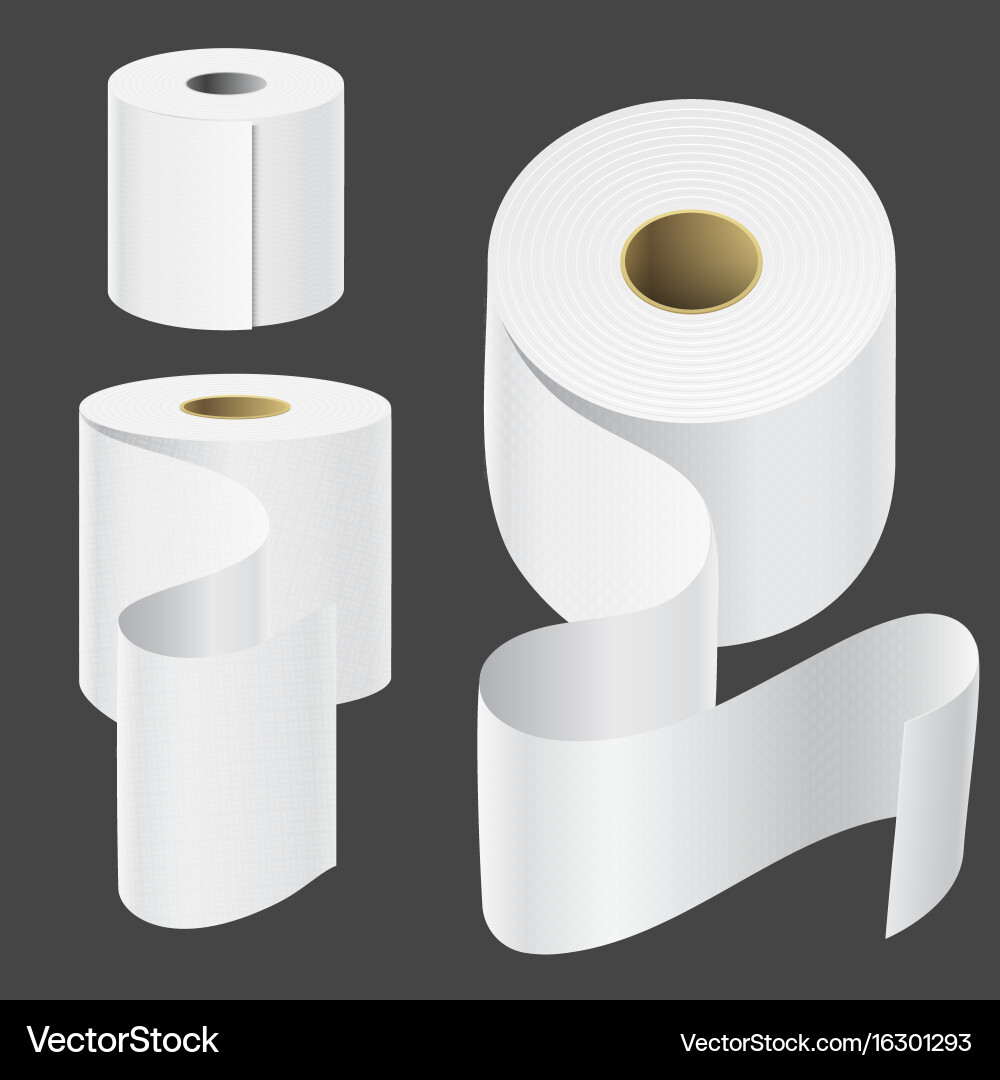 Realistic paper roll mock up set isolated vector image