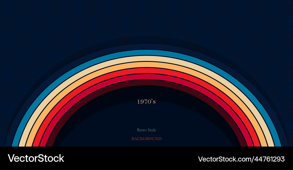Retro style background with rainbow curved lines Vector Image