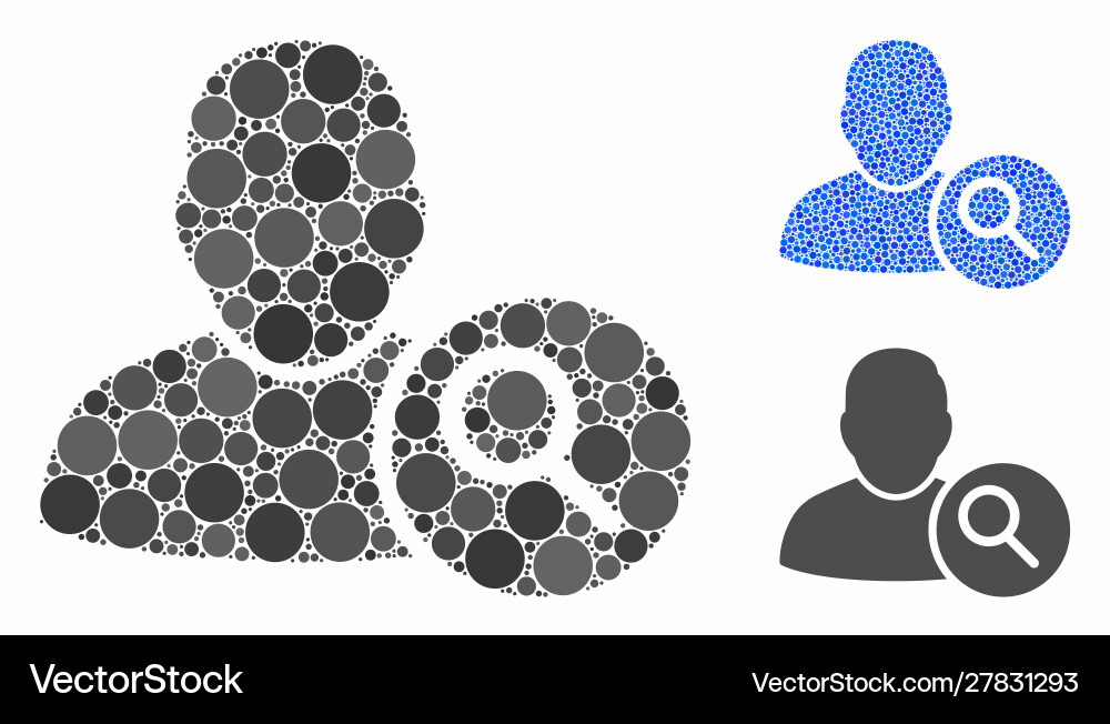 Search user mosaic icon round dots vector image