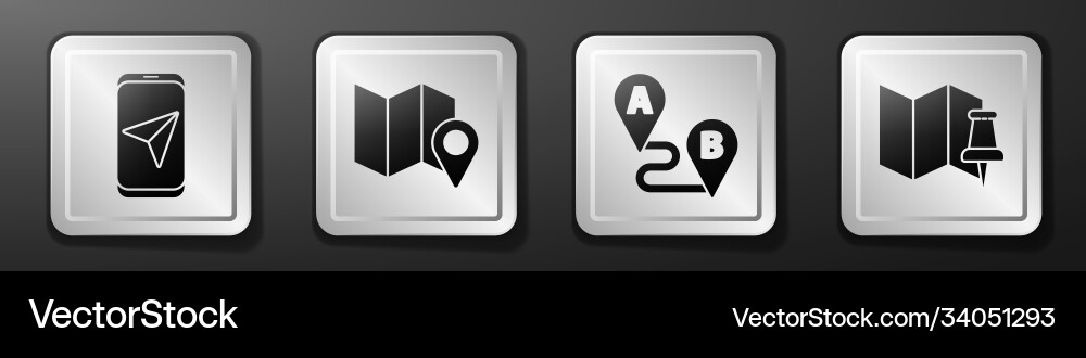 Set city map navigation folded with location Set city map navigation folded with location vector image