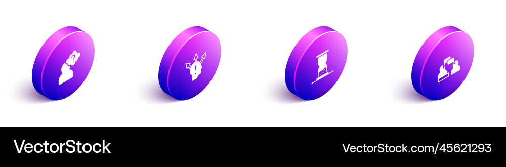 Set isometric head with question mark project Set isometric head with question mark project vector image