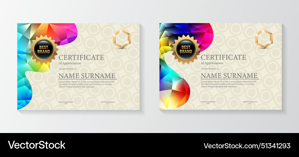 Set modern certificate template with triangular Vector Image