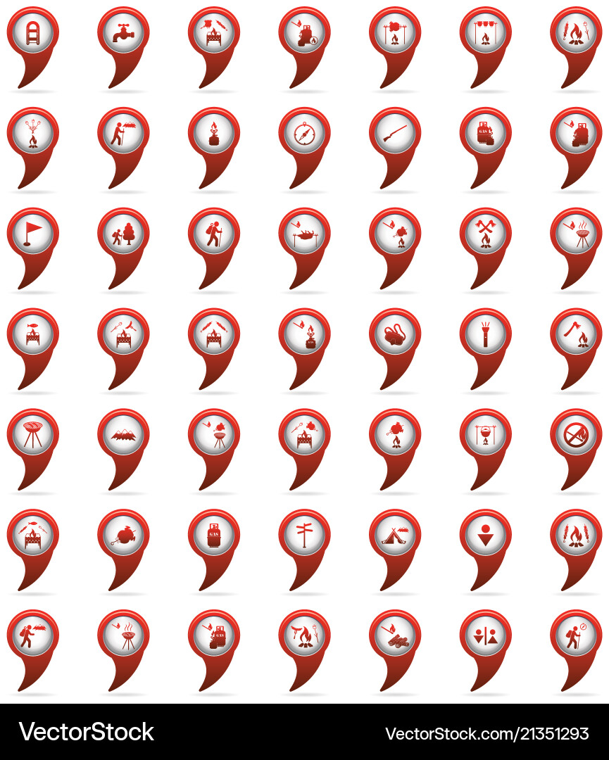Set of tourism service map pointers vector image