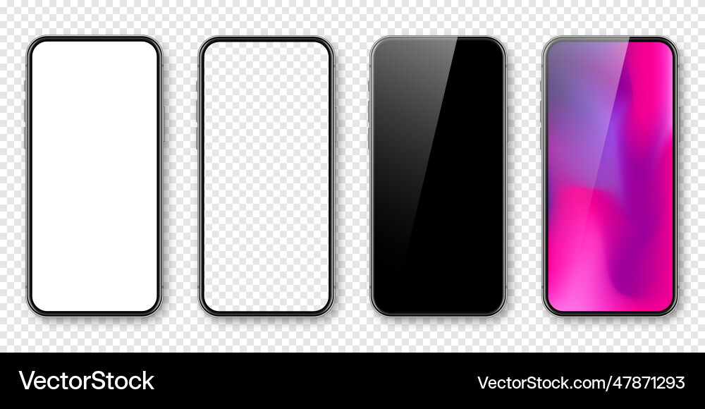 Smartphone with blank touch screen and abstract vector image