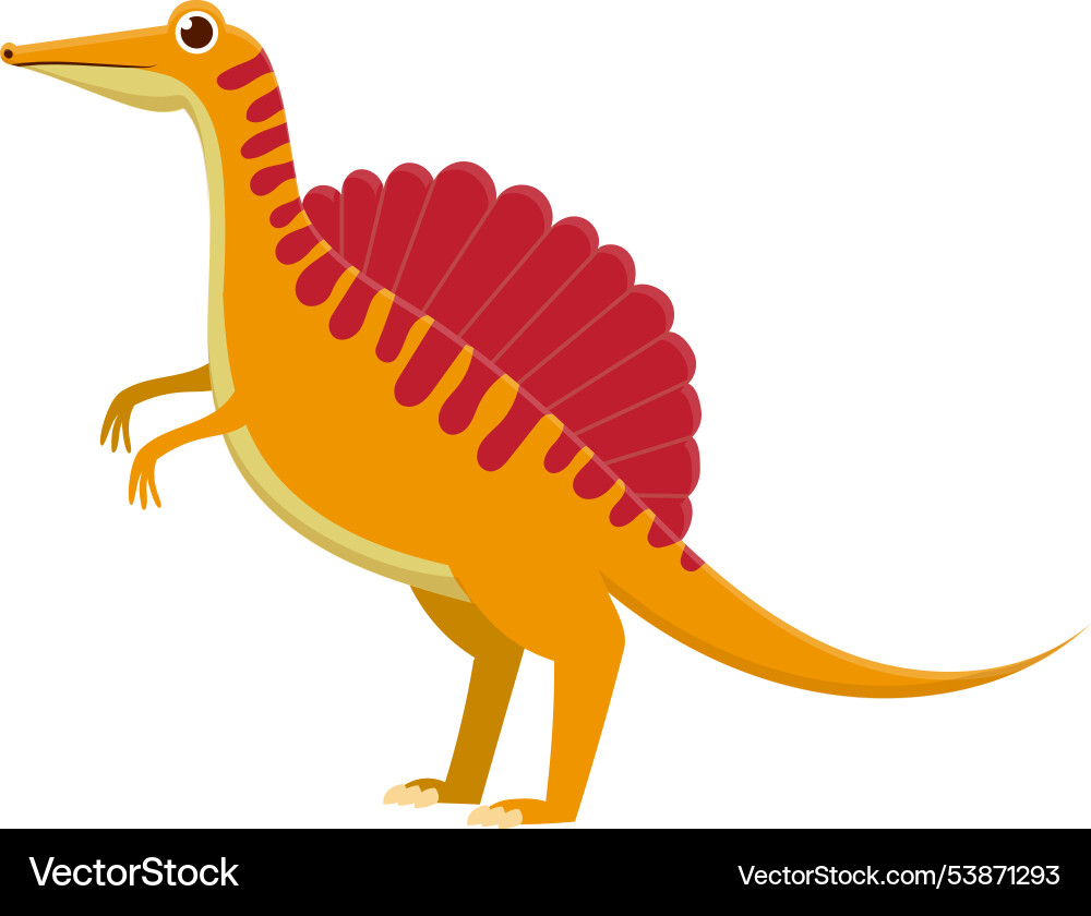 Smiling cartoon spinosaurus dinosaur on two legs Smiling cartoon spinosaurus dinosaur on two legs vector image