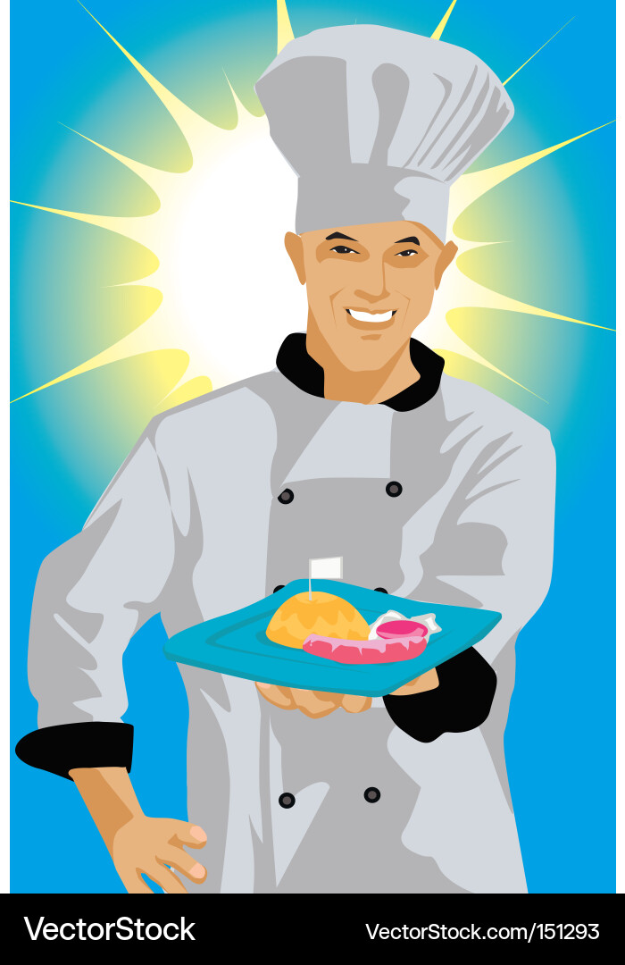 Smiling Chef with Plate Vector Image
