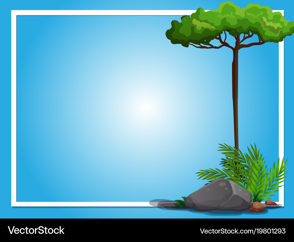 Tropical Border with Tree and Rock vector image