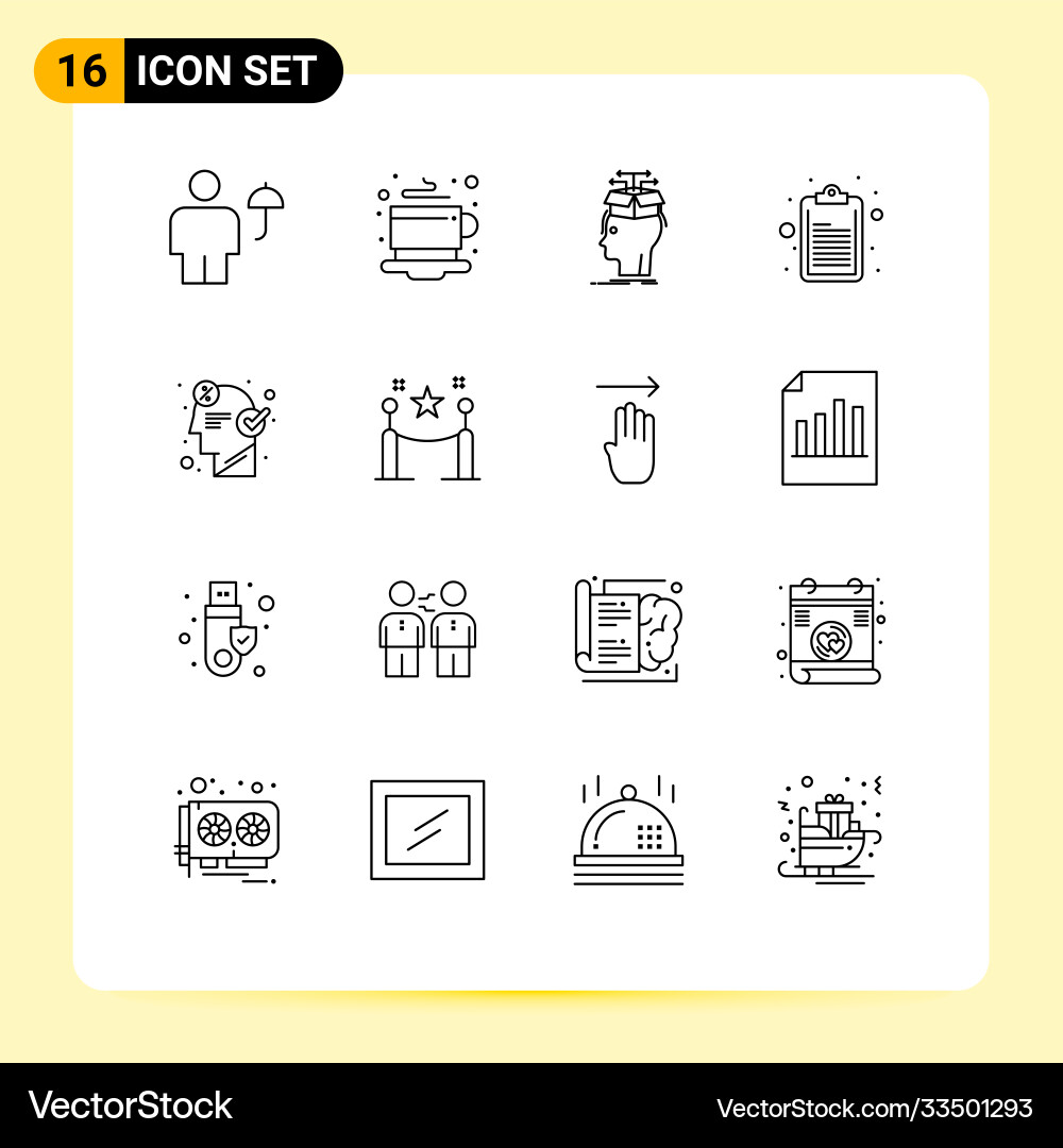 User interface pack 16 basic outlines brain vector image