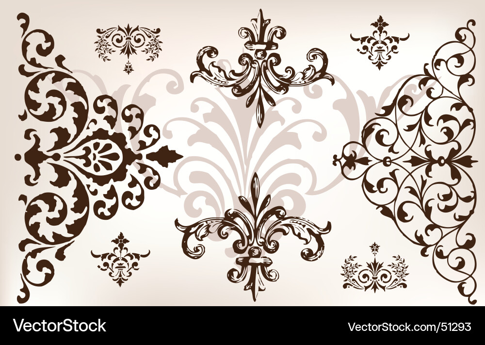 Vintage floral elements Royalty Free Vector Image