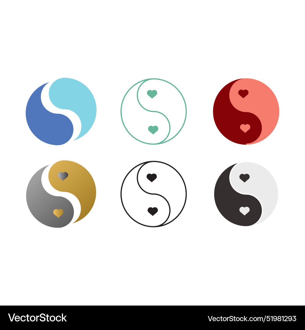 Ying yang icon set in flat style with background Vector Image