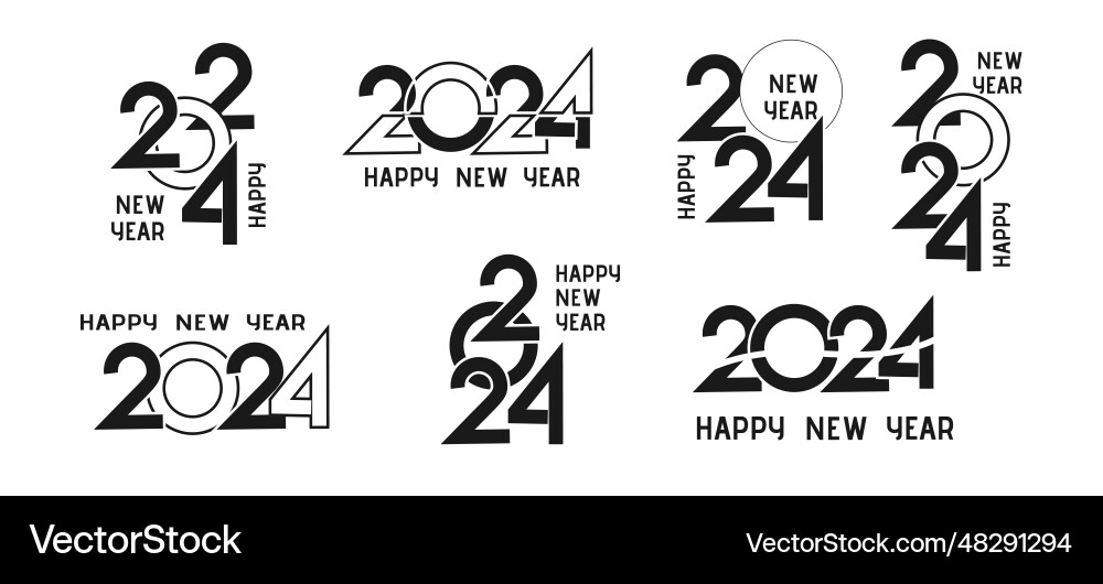 2024 happy new year set logo design schwarz nummer 2024 happy new year set logo design schwarz nummer vektorbild