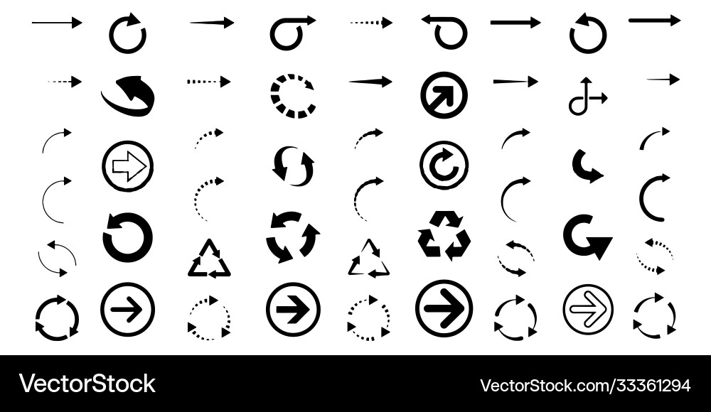 Arrows set icons design style vector image