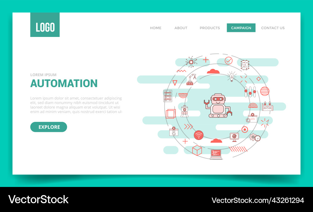 Automation concept with circle icon for website vector image