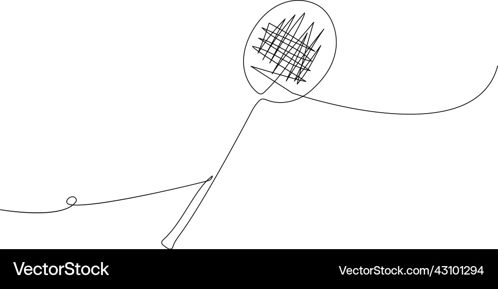 Badminton racket one line art continuous Badminton racket one line art continuous vector image