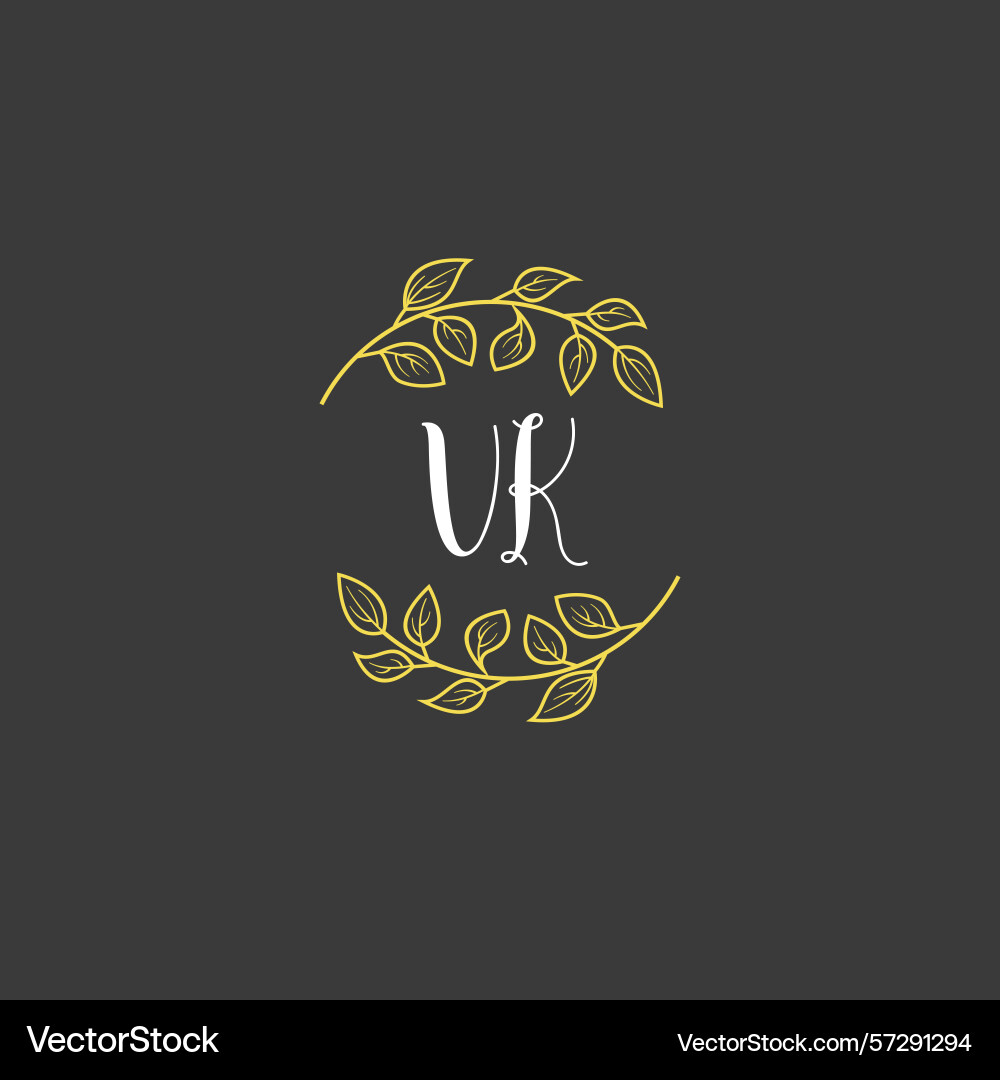 Botanical monogram logos with initial vk Vector Image