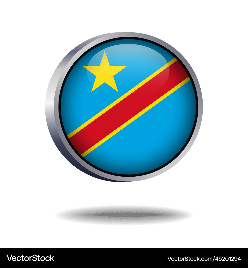 Congo flag button Vector Image