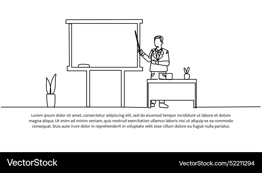 Continuous one line design of the teacher is Vector Image