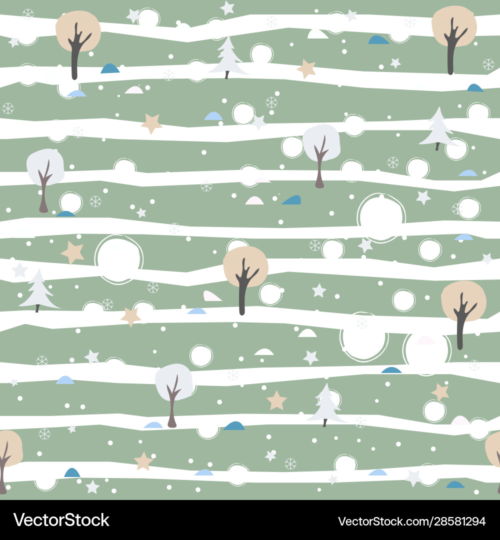 Cute seamless pattern with trees and twigs Cute seamless pattern with trees and twigs Vector Image
