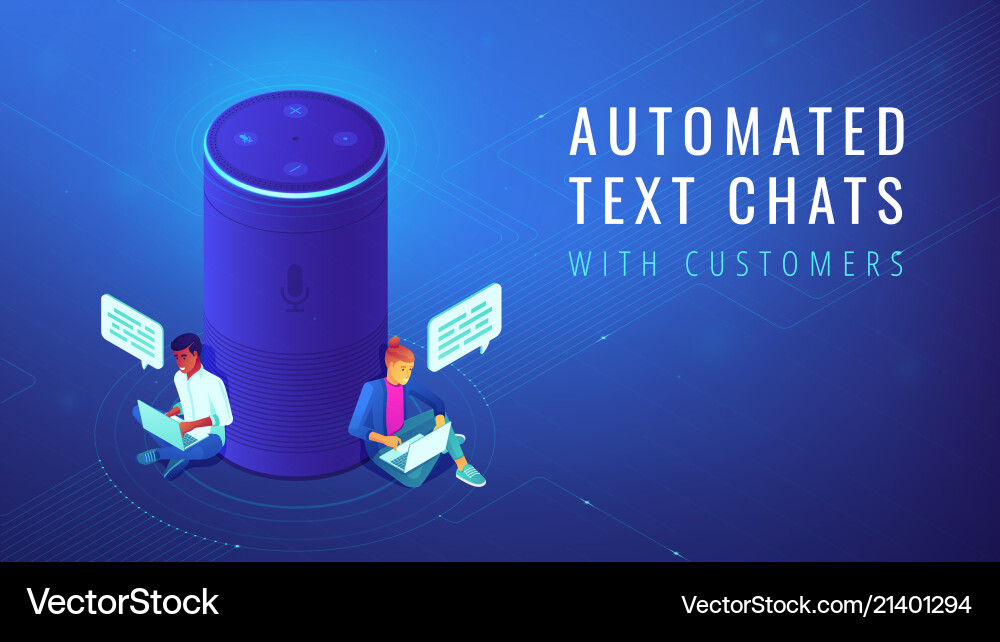 Isometric voice assistant automated text chats Isometric voice assistant automated text chats vector image