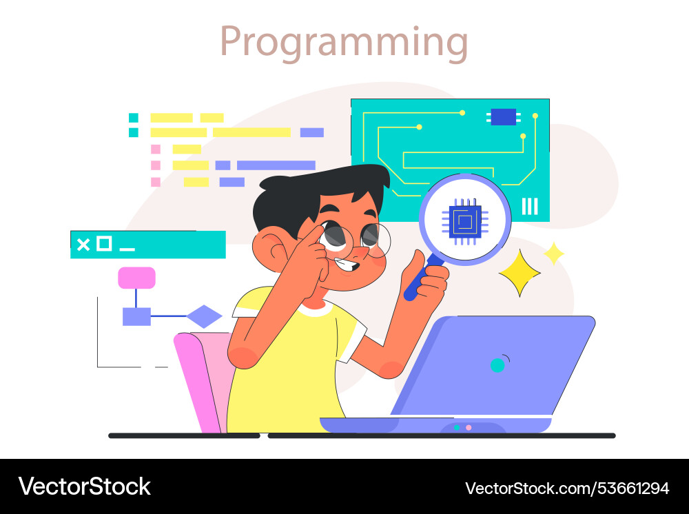 Kinder programmieren Informatik ai Kinder programmieren Informatik ai vektorbild