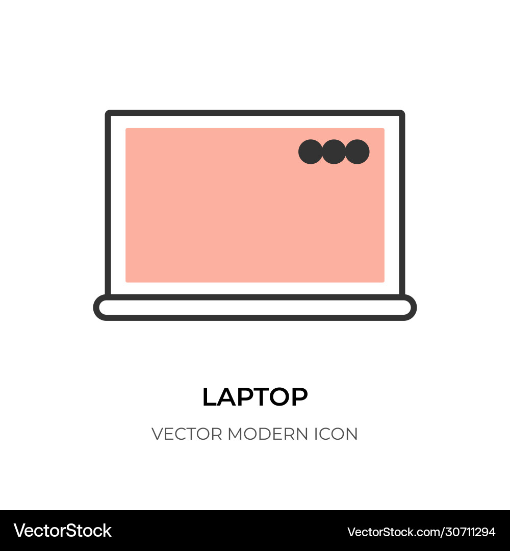 Laptop flat line icon pc notebook computer Laptop flat line icon pc notebook computer vector image