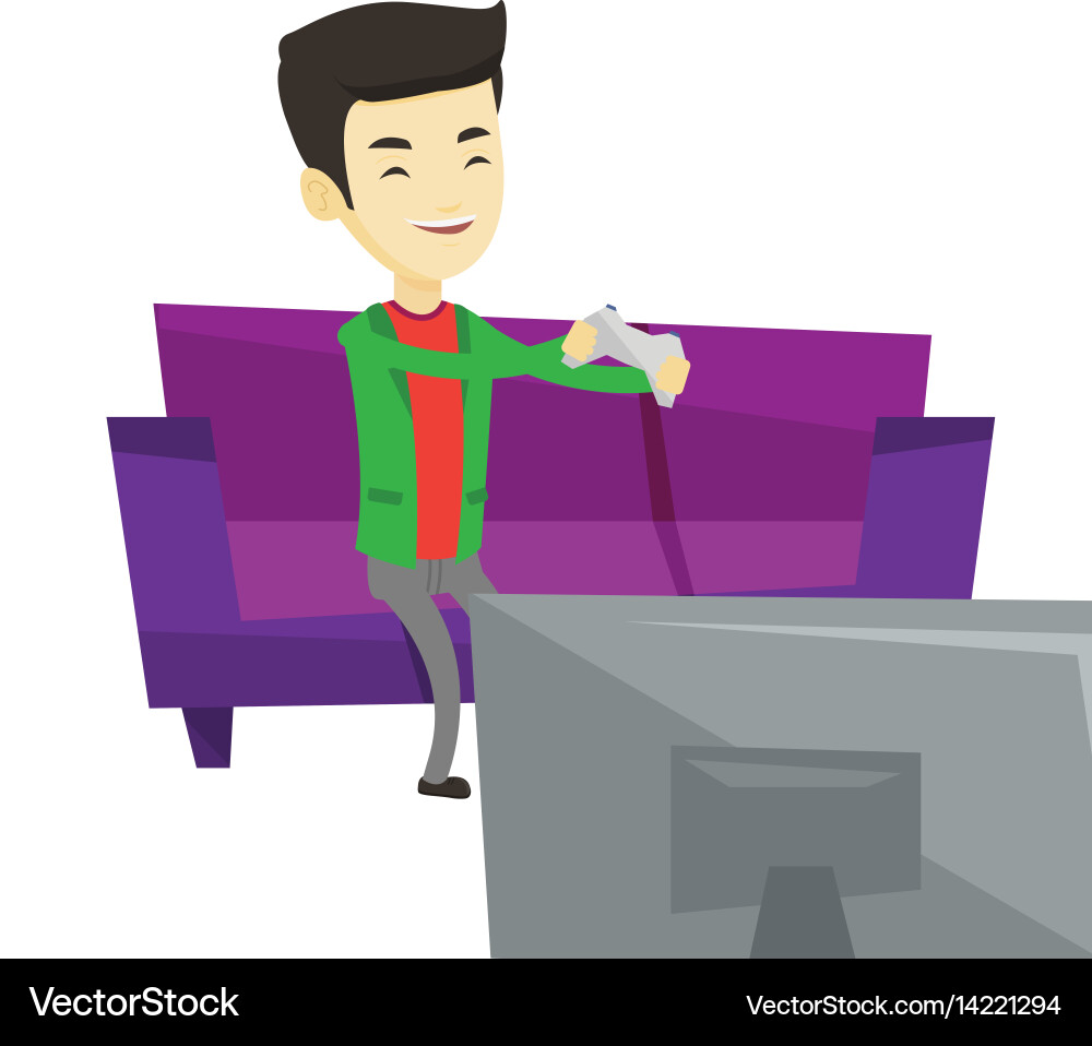Man playing video game vector image