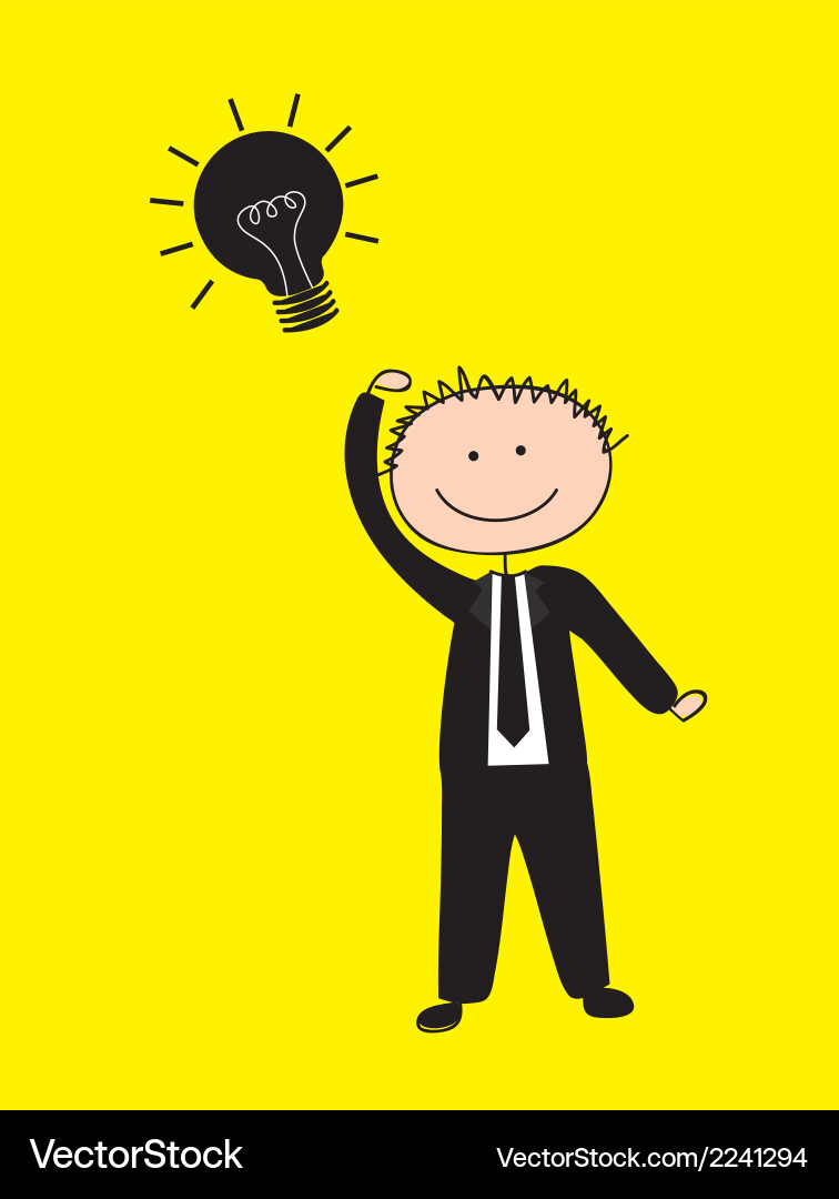Man with idea over yellow background Vector Image