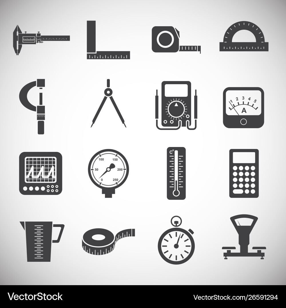 Measuring tool related icons set on background Measuring tool related icons set on background vector image