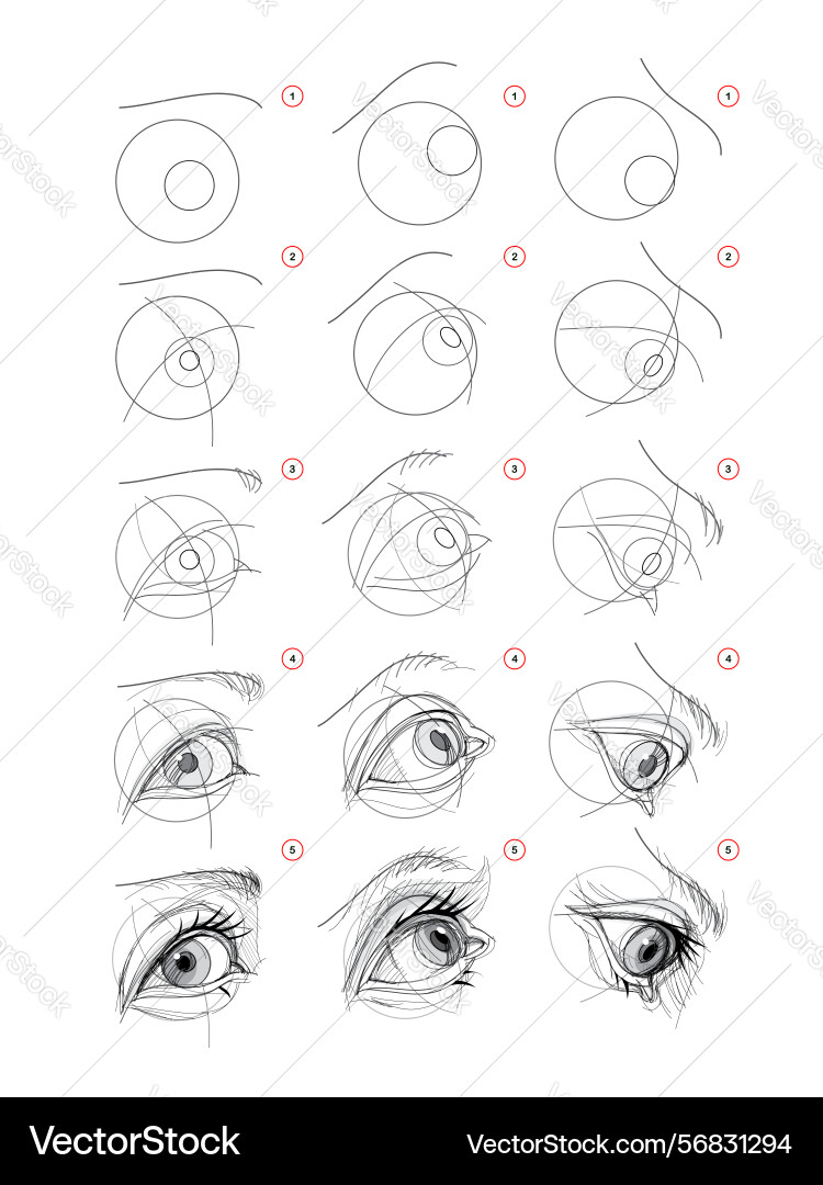 Page shows how to learn draw sketch Page shows how to learn draw sketch vector image