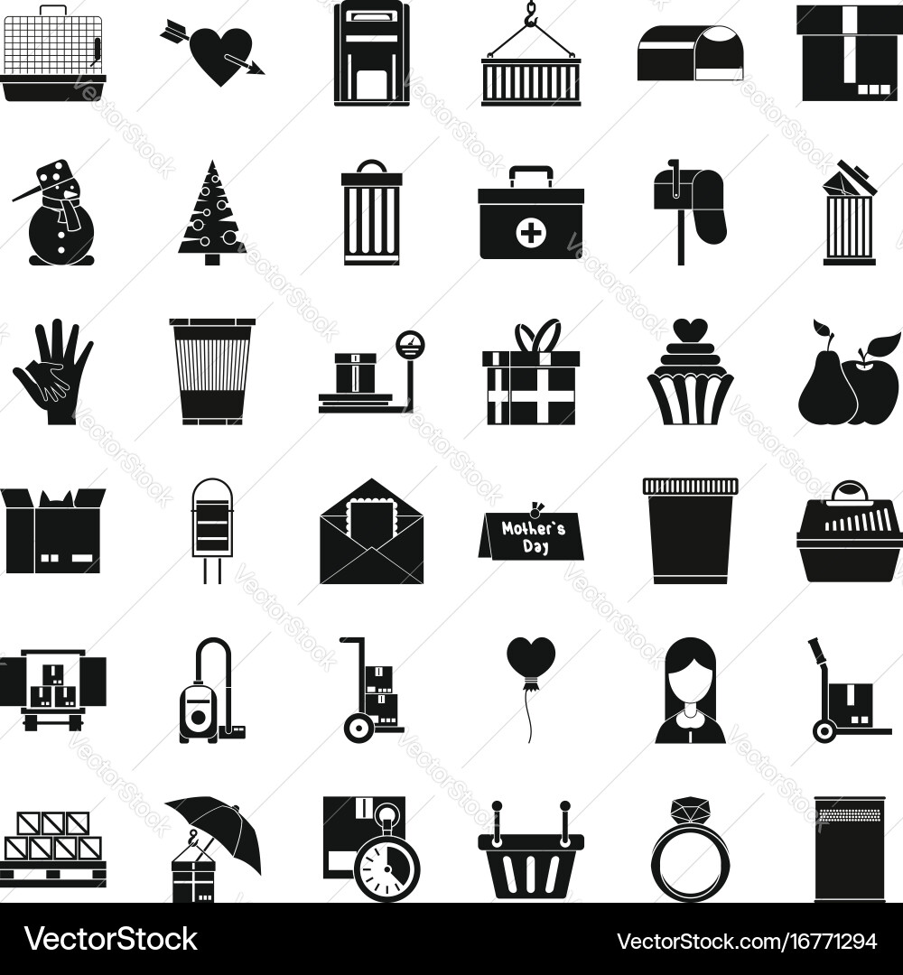 Paper box icons set simple style vector image