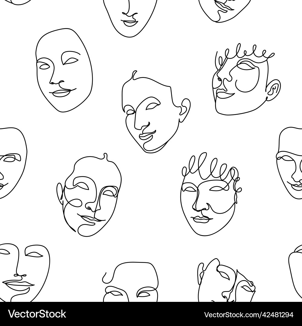 Seamless pattern with black one single line Vector Image