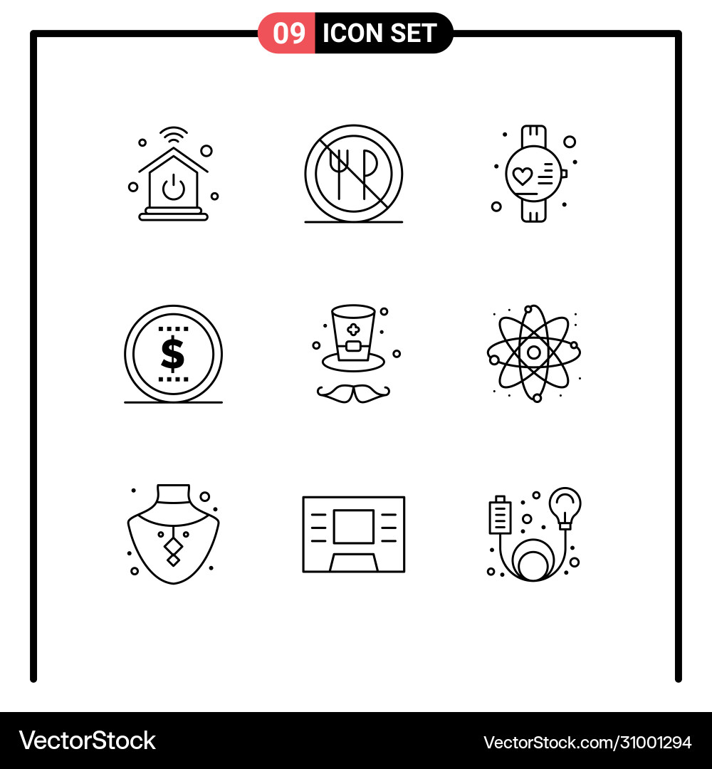 Set 9 modern ui icons symbols signs for react vector image