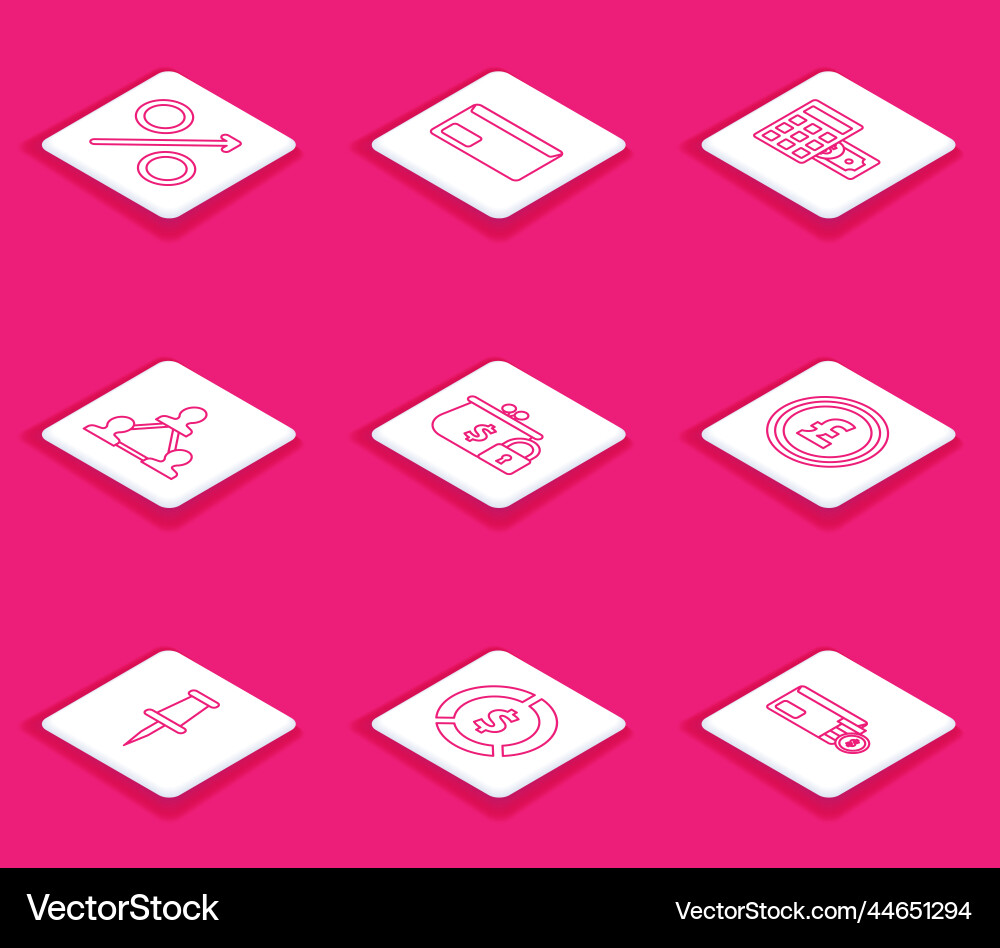 Set line percent up arrow envelope calculator Vector Image