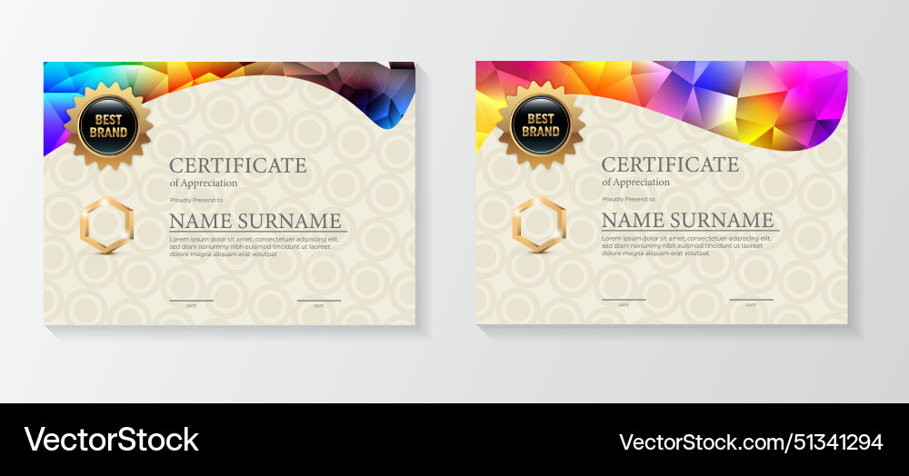 Set modern certificate template with triangular Vector Image