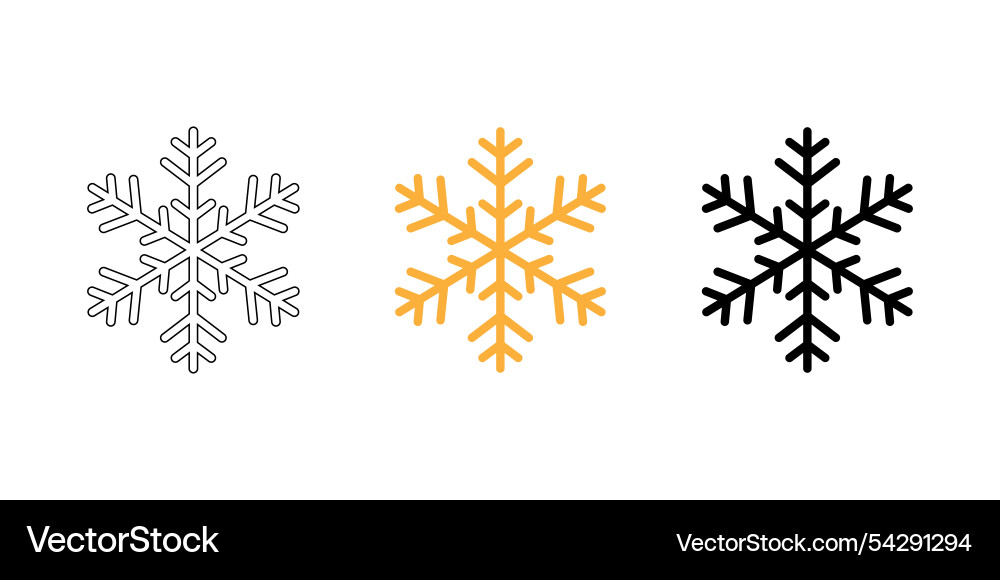 Snowflake icon set with unique silver gold Vector Image