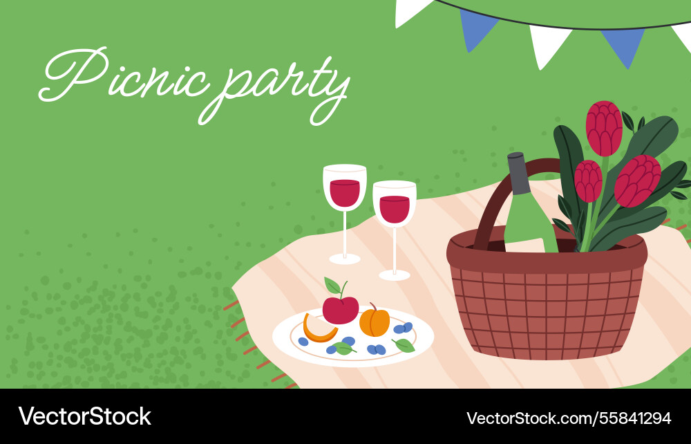 Spring picnic background template Vector Image