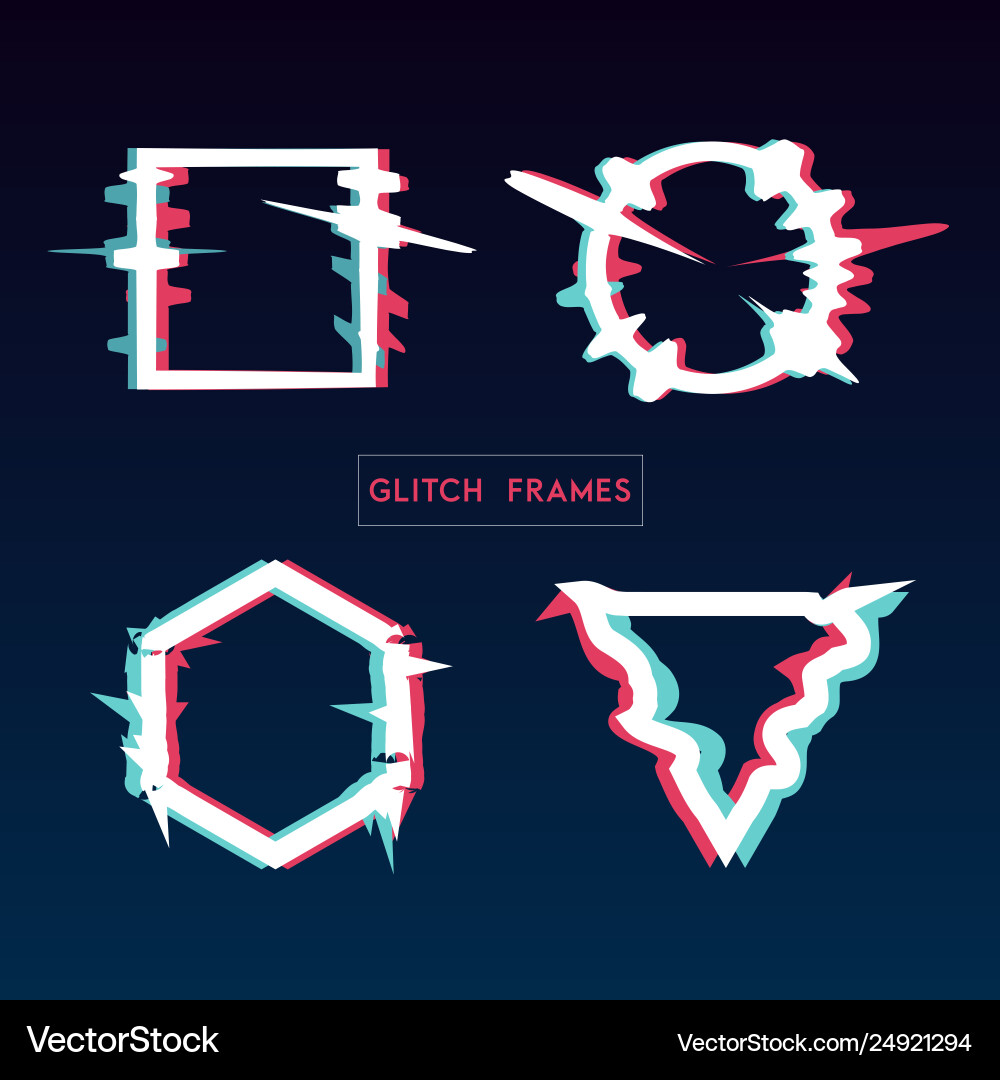 Verzerrte Glitch Stil modernes Rahmenset Design Verzerrte Glitch Stil modernes Rahmenset Design vektorbild