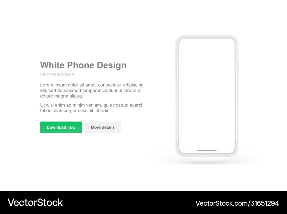 White phone design for presentation app realistic vector image