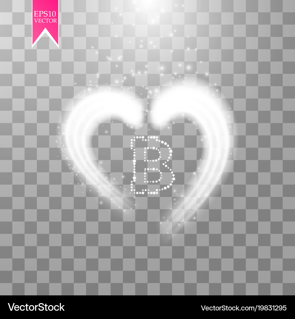 Bitcoin on the transparent background with shine vector image