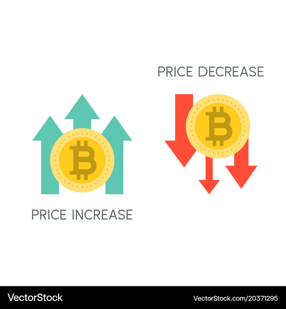 Bitcoin price increase and decrease flat icon – Royalty-Free Vector |  VectorStock
