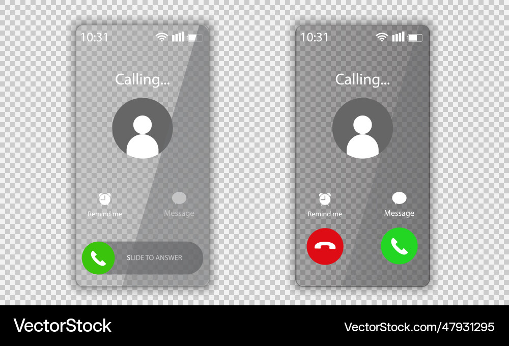 Call screen concept ui set with realistic Call screen concept ui set with realistic vector image