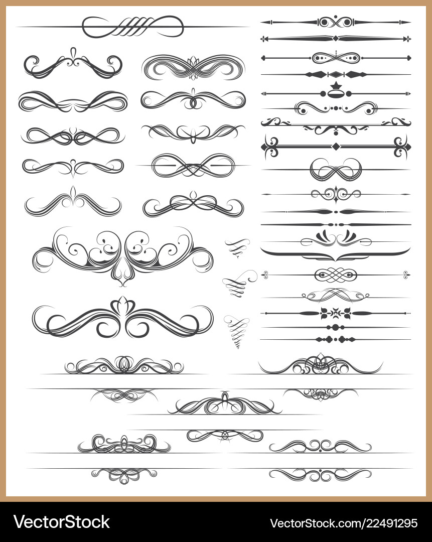 Calligraphic decorative elements Royalty Free Vector Image