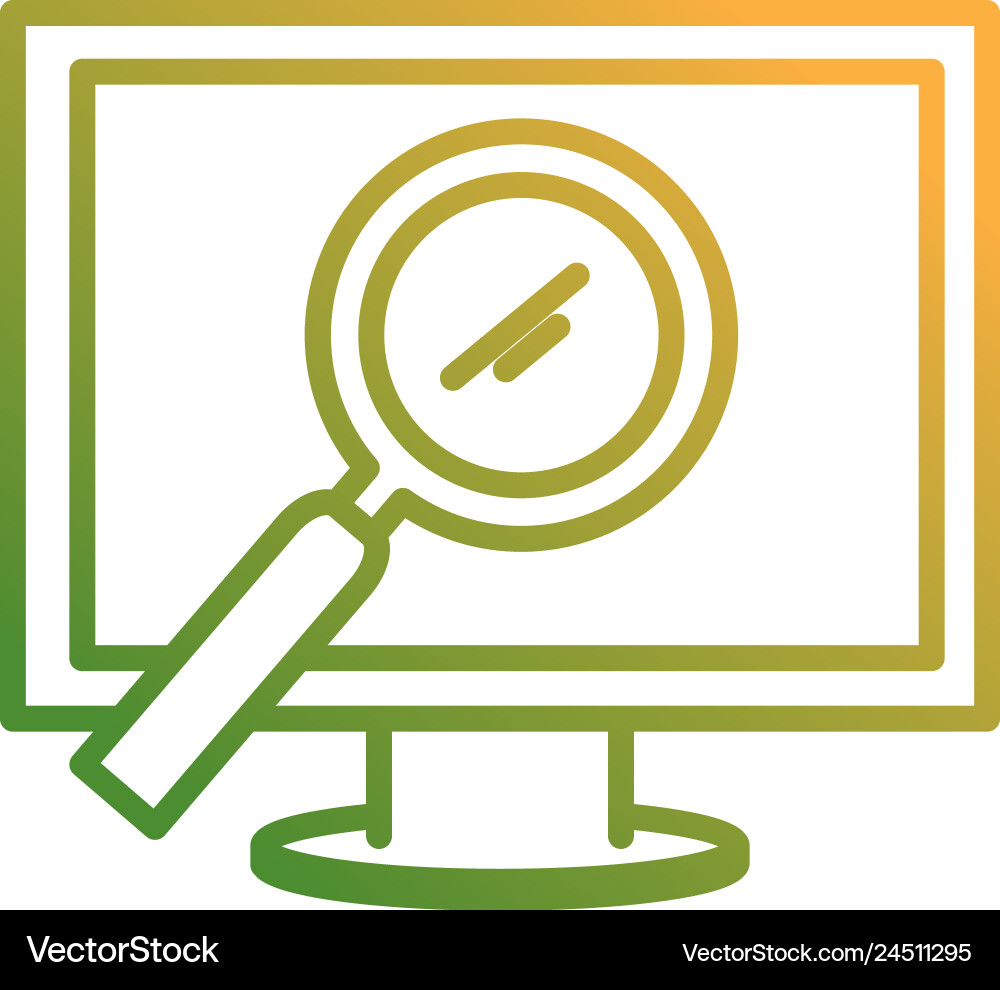 Computer display with magnifying glass Computer display with magnifying glass vector image