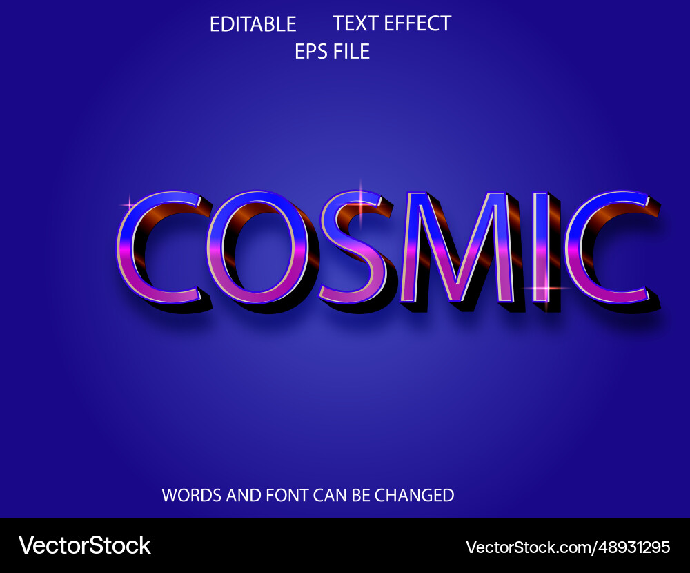 Cosmic 3D Text Effect Vector Image