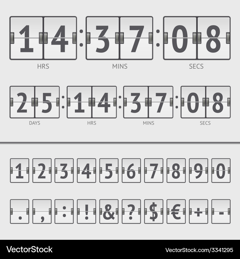 Countdown timer and scoreboard numbers Vector Image