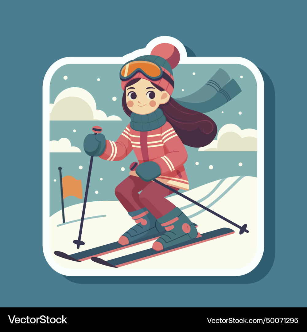 Cute young woman at winter sport activity Cute young woman at winter sport activity vector image