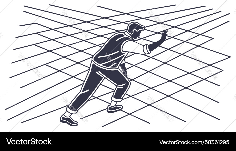 Dynamic Runner on Grid Vector Image