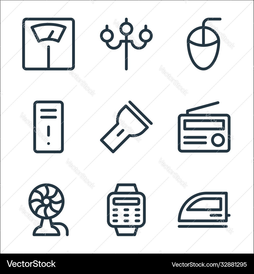 Electronics line icons linear set quality Electronics line icons linear set quality vector image