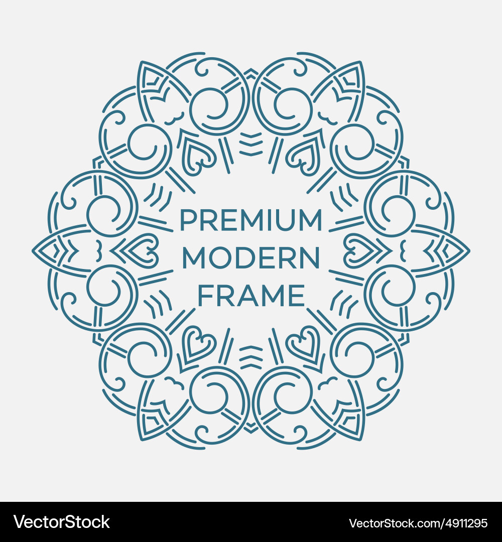Geometric frame in mono line style vector image